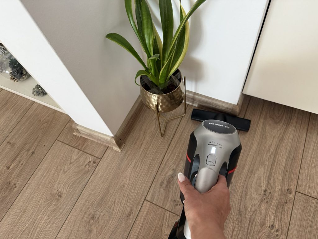 Vacuuming a hard floor